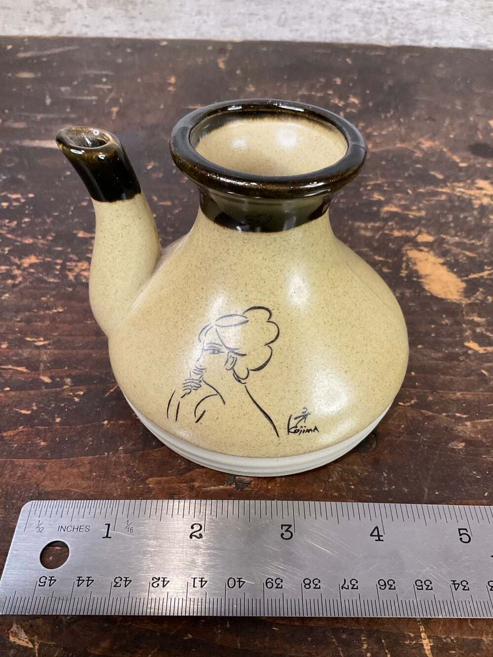 Vintage Kojima Japanese Studio Pottery Soy Sauce Dispenser or Sake Decanter